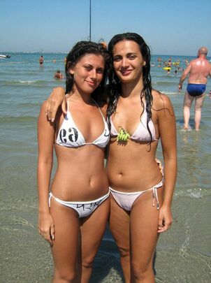 Youngsters in swimsuits, resort