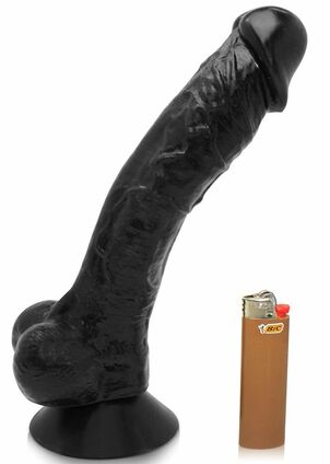 Yam-sized ebony fake penis enormous