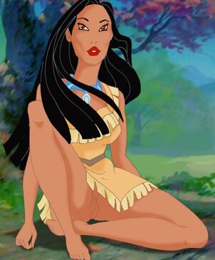 Pocahontas posing nude in the woods